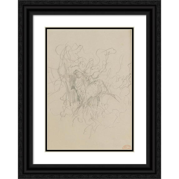 Gustave Doré 18x24 Black Ornate Framed Double Matted Museum Art Print Titled: Stag Viewing Himself in a Stream (La Fontaine)