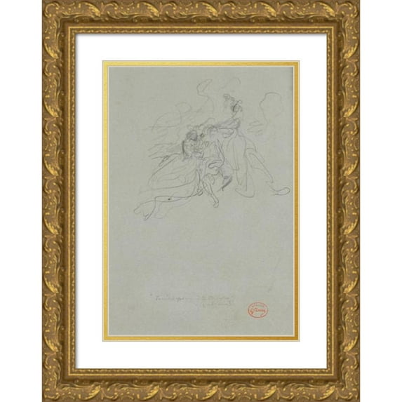 Gustave Doré 18x24 Gold Ornate Framed and Double Matted Museum Art Print Titled - Middle Aged Man and the Two Sisters