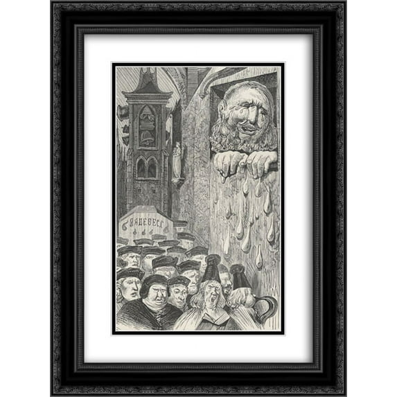Gustave Dore 2x Matted 18x24 Black Ornate Framed Art Print 'Frontispiece of all five books of Gargantua and Pantagruel'