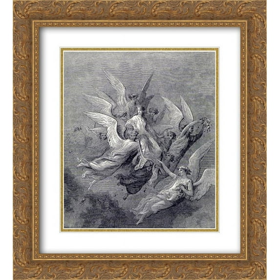 Gustave Dore 2x Matted 20x22 Gold Ornate Framed Art Print 'Purgatorio Canto 30'