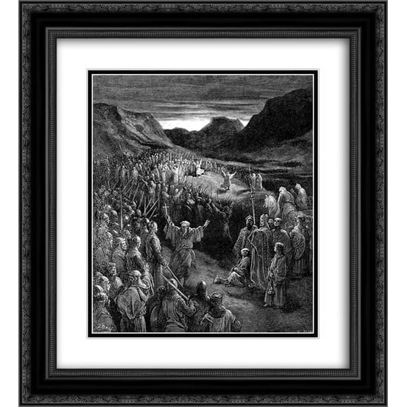 Gustave Dore 2x Matted 20x24 Black Ornate Framed Art Print 'Priests Exhorting the Crusaders'