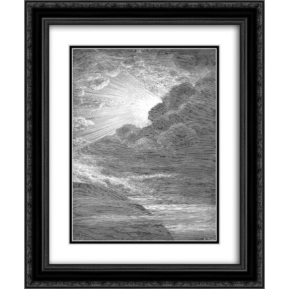Gustave Dore 2x Matted 20x24 Black Ornate Framed Art Print 'The Creation of Light'
