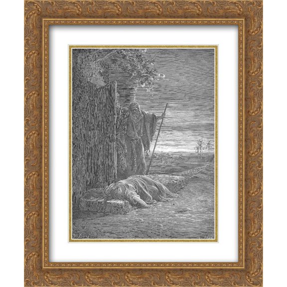Gustave Dore 2x Matted 20x24 Gold Ornate Framed Art Print 'A Levite Finds a Woman's Corpse'
