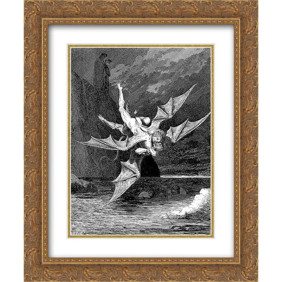Gustave Dore 2x Matted 20x24 Gold Ornate Framed Art Print 'Alichino & Calcabrina'