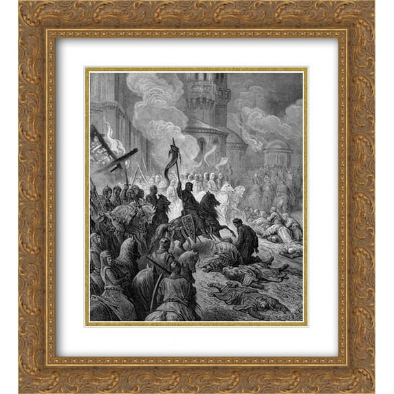 Gustave Dore 2x Matted 20x24 Gold Ornate Framed Art Print 'Entry of the Crusaders in Constantinople in 1204'