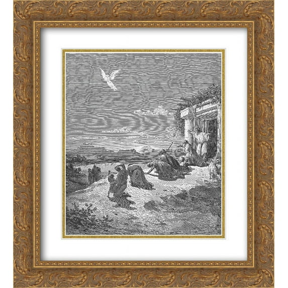 Gustave Dore 2x Matted 20x24 Gold Ornate Framed Art Print 'The Angel Raphael and the Family of Tobit'