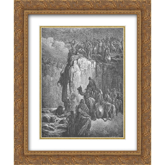 Gustave Dore 2x Matted 20x24 Gold Ornate Framed Art Print 'The Prophets of Baal Are Slaughtered'