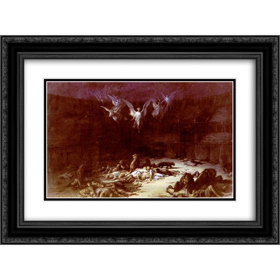 Gustave Dore 2x Matted 24x18 Black Ornate Framed Art Print 'The Christian Martyrs'