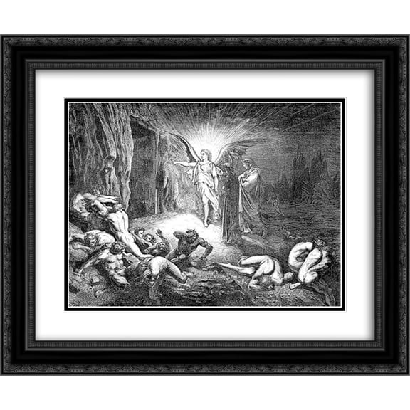 Gustave Dore 2x Matted 24x20 Black Ornate Framed Art Print 'The Angel'