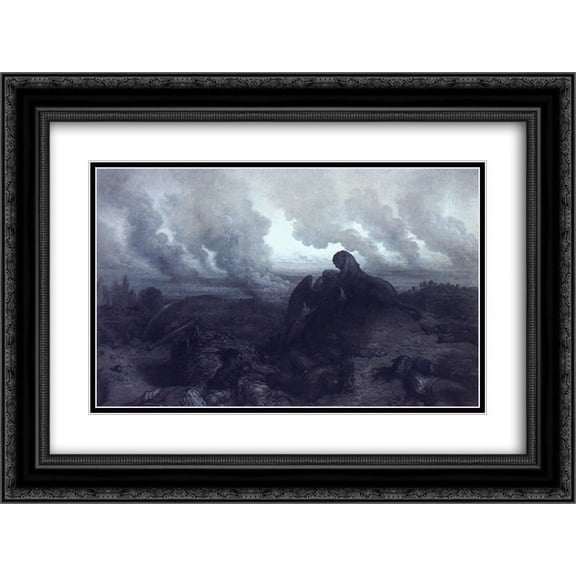 Gustave Dore 2x Matted 24x20 Black Ornate Framed Art Print 'The Enigma'