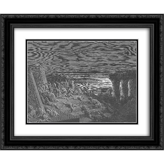 Gustave Dore 2x Matted 24x20 Black Ornate Framed Art Print 'The Ninth Plague. Darkness'