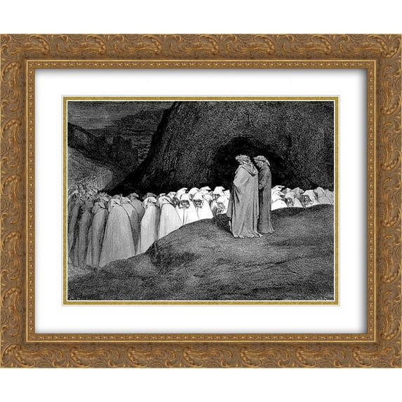 Gustave Dore 2x Matted 24x20 Gold Ornate Framed Art Print 'The Hypocrites'