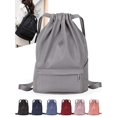 thumbnail image 1 of Gustave Drawstring Backpack Nylon Waterproof Sports Gym Bag Sackpack Cinch Sack Casual Travel Shoulder Bag for Men Women "Gray", 1 of 7