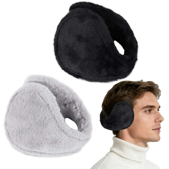 Gustave Ear Muffs for Winter Men Women 2 Pack Adjustable Ear Warmers Outdoor Warm Fuzzy Soft Ear Covers for Cold Weather