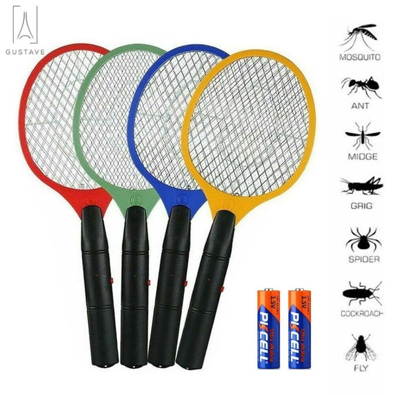 Gustave Electric Fly Swatter, 3-Layer Safety Mesh, ABS Material, Indoor/Outdoor Pest Control, Red