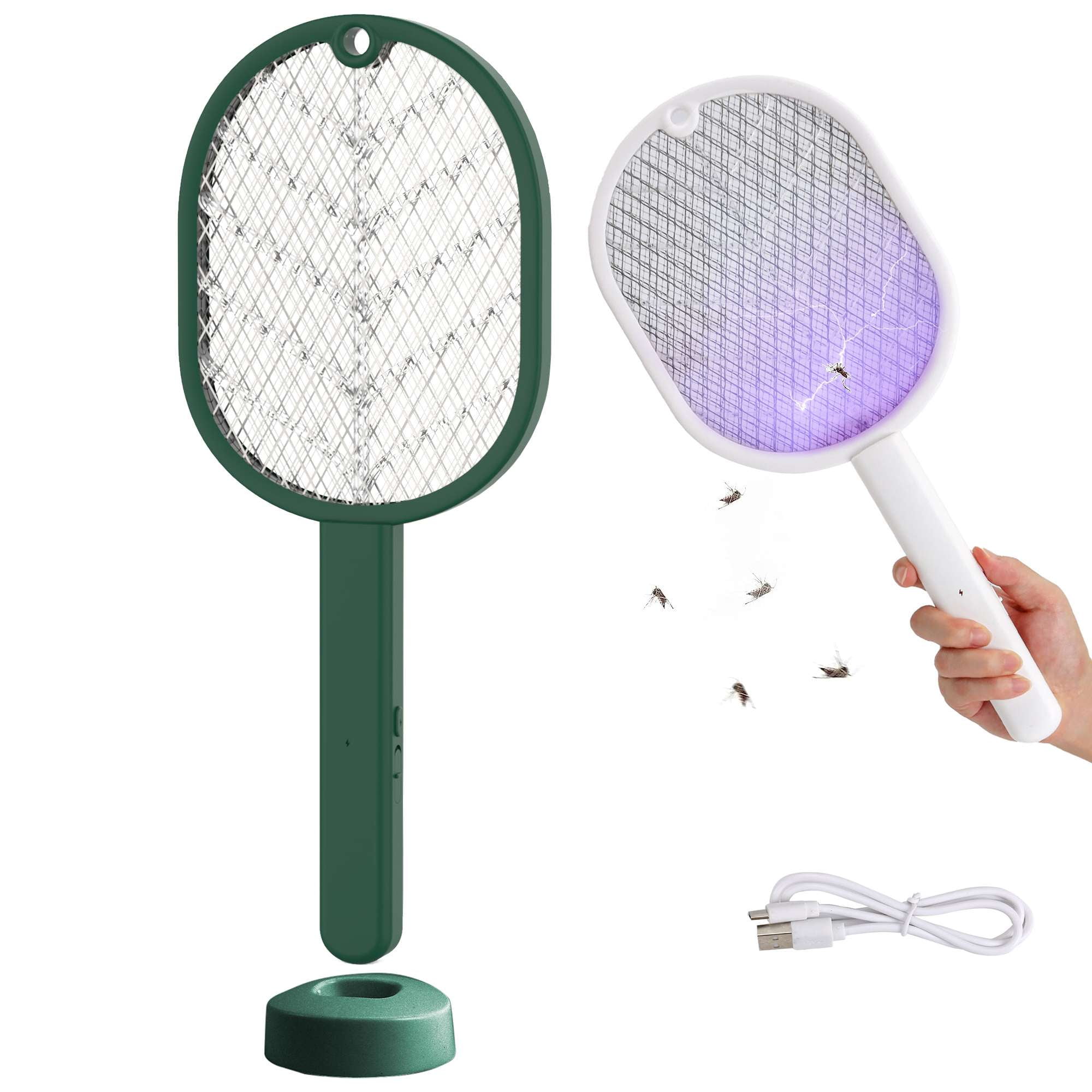 Gustave Electric Fly Swatter Bug Zapper Racket USB Rechargeable 2 in 1 ...
