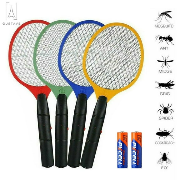 Gustave Electric Racket Fly Swatter Mosquito Bug Zapper Wasp Insect Killer Outdoor/Indoor Pest Control with 2 AA Batteries, Blue
