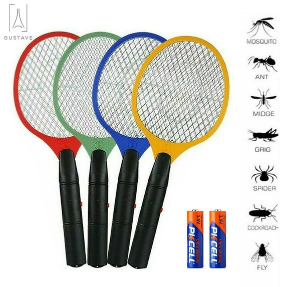 Gustave Electric Racket Fly Swatter Mosquito Bug Zapper Wasp Insect Killer Outdoor/Indoor Pest Control with 2 AA Batteries, Blue