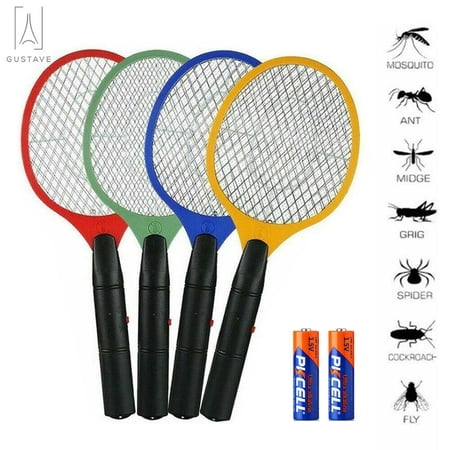 Gustave Electric Racket Fly Swatter Mosquito Bug Zapper Wasp Insect Killer Outdoor/Indoor Pest Control with 2 AA Batteries, Green