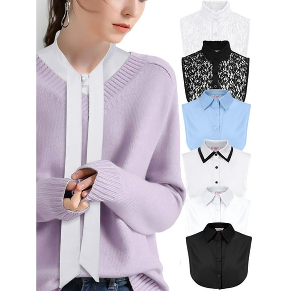 Gustave Fake Collar Detachable Lapel Chiffon Lace Collar Blouse Half Shirts Faux False Collar Clothes Accessories for Women