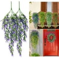thumbnail image 1 of Gustave Fake Hanging Plants 2Pcs Artificial Lavender Flowers UV Resistant Faux Greenery Hanging Vines for Outdoor Indoor Home Wall Garden Wedding Decor "Purple", 1 of 10