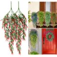 thumbnail image 1 of Gustave Fake Hanging Plants 2Pcs Artificial Lavender Flowers UV Resistant Faux Greenery Hanging Vines for Outdoor Indoor Home Wall Garden Wedding Decor "Red", 1 of 10