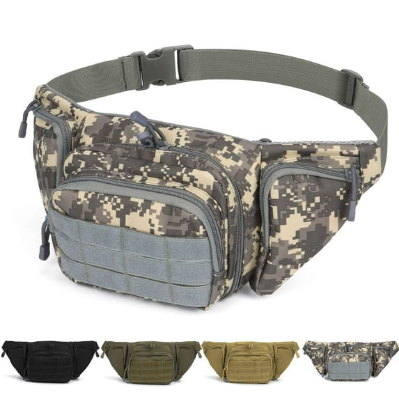 Gustave Fanny Pack Waist Bag for Men Multiple Pockets Hip Pack Oxford Waterproof Crossbody Belt Bags for Outdoor Fishing Cycling Hiking with Adjustable Strap & Patch