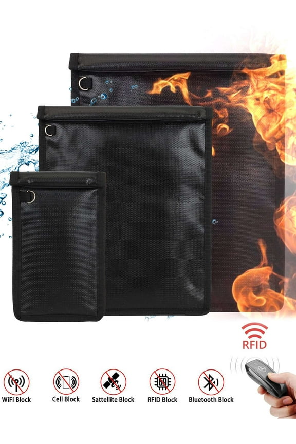 Faraday Bag Fireproof Waterproof Faraday Cage Key Fob Protector Anti-Theft RFID Signal Blocking Pouch for Laptops / Tablets / Cell Phones / Car Keys - 12.6 x 10.2in