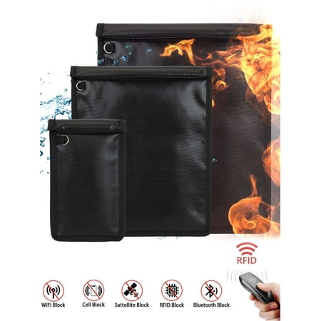 Gustave Faraday Bag Fireproof Waterproof Faraday Cage Key Fob Protector Anti-Theft RFID Signal Blocking Pouch for Laptops / Tablets / Cell Phones / Car Keys - 7.9 x 4.7in