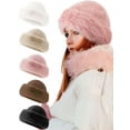 thumbnail image 1 of Gustave Faux Fur Russian Hat Furry Beanie Winter Warm Fluffy Bucket Hat Fisherman Cap for Women Girls - Pink, 1 of 6