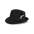 thumbnail image 1 of Gustave Felt Fedora Trilby Hat for Men Women Short Brim Vintage Jazz Panama Church Dress Hat with Feather Band - Black, 1 of 7