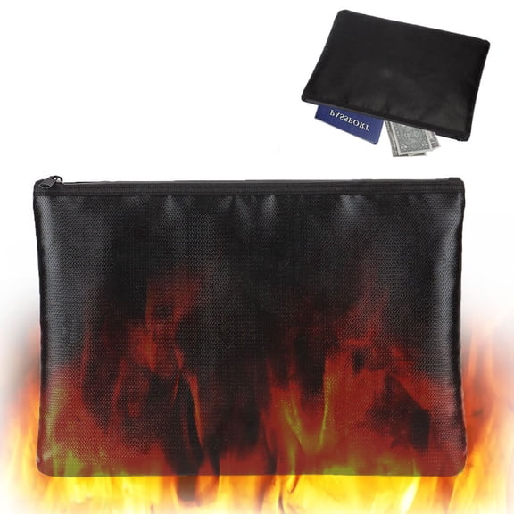 Gustave Fireproof Document Bags, 13.4" x 9.4" Waterproof and Fireproof Money Bag, Fire Safe Storage Pouch with Zipper for Valuables File Cash and Tablet