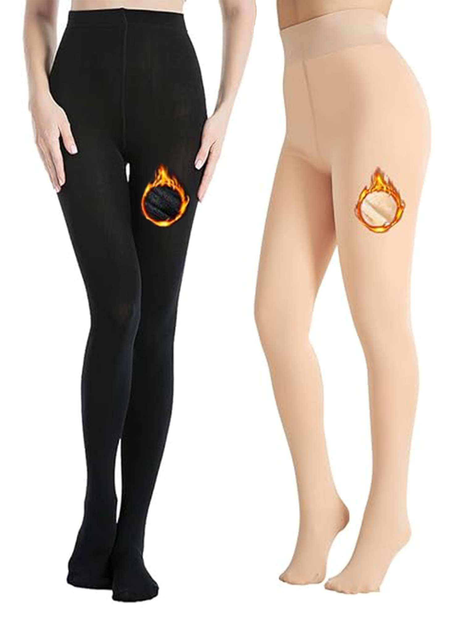 Pcsophie Light Termal Tights Black Detail Nude Fleece main image 1
