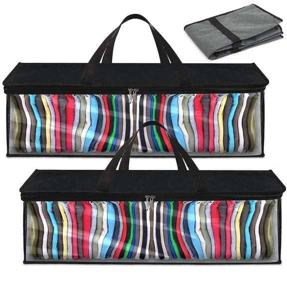Gustave 2 Pack Clothes Storage Bags Foldable Closet Underbed Organizer Storage Container with Clear Window & Handles for Clothing Bedding Comforters Blankets