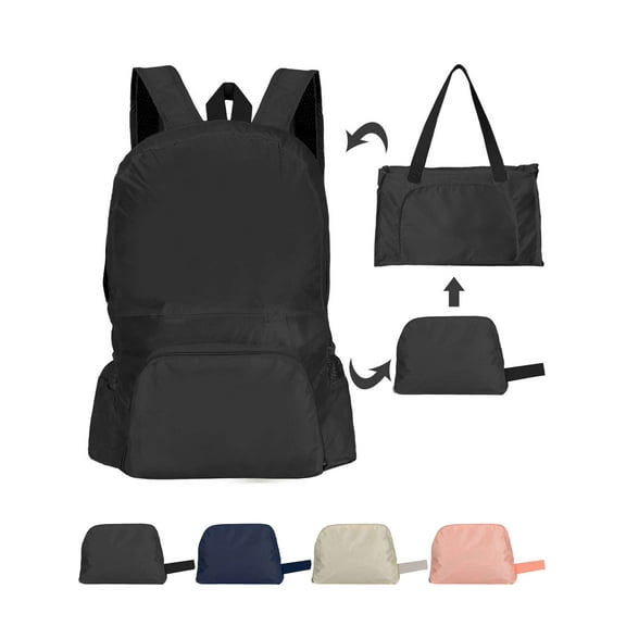 Gustave Foldable Packable Backpack Lightweight Travel Hiking Daypack Water Resistant Casual Outdoor Shoulder Backpacks Handbags for Women Men - Black