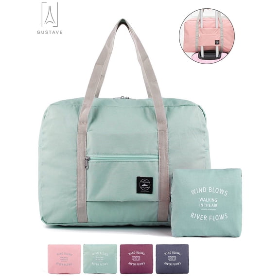 Gustave Foldable Travel Duffel Bag for Women and Men, Waterproof Lightweight travel Storage Luggage bag for Sports, Gym, Vacation "Light Blue"