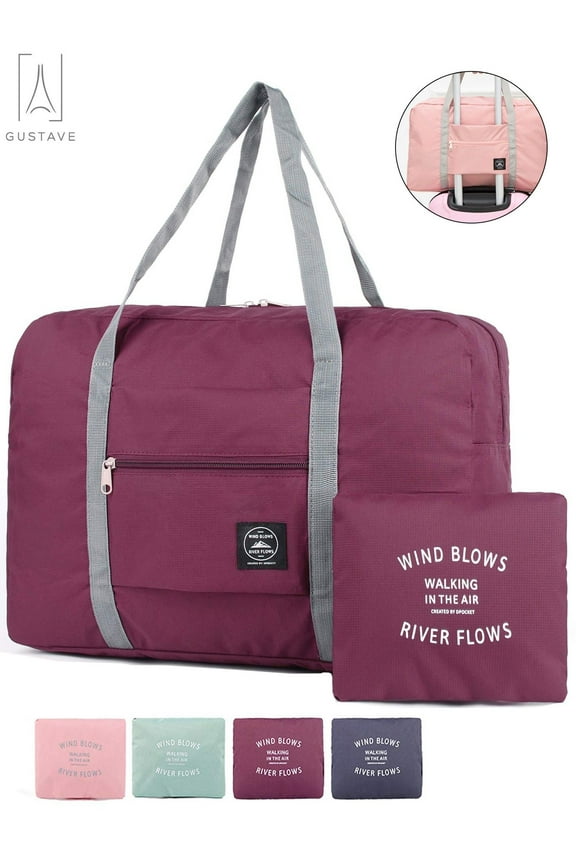 Foldable Travel Duffel Bag for Women and Men, Waterproof Lightweight travel Storage Luggage bag for Sports, Gym, Vacation "Wine Red"