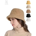 thumbnail image 1 of Gustave Fuzzy Bucket Hat for Women Winter Faux Fur Sherpa Bucket Hats Cloche Soft Warm Plush Fisherman Cap, Khaki, 1 of 9