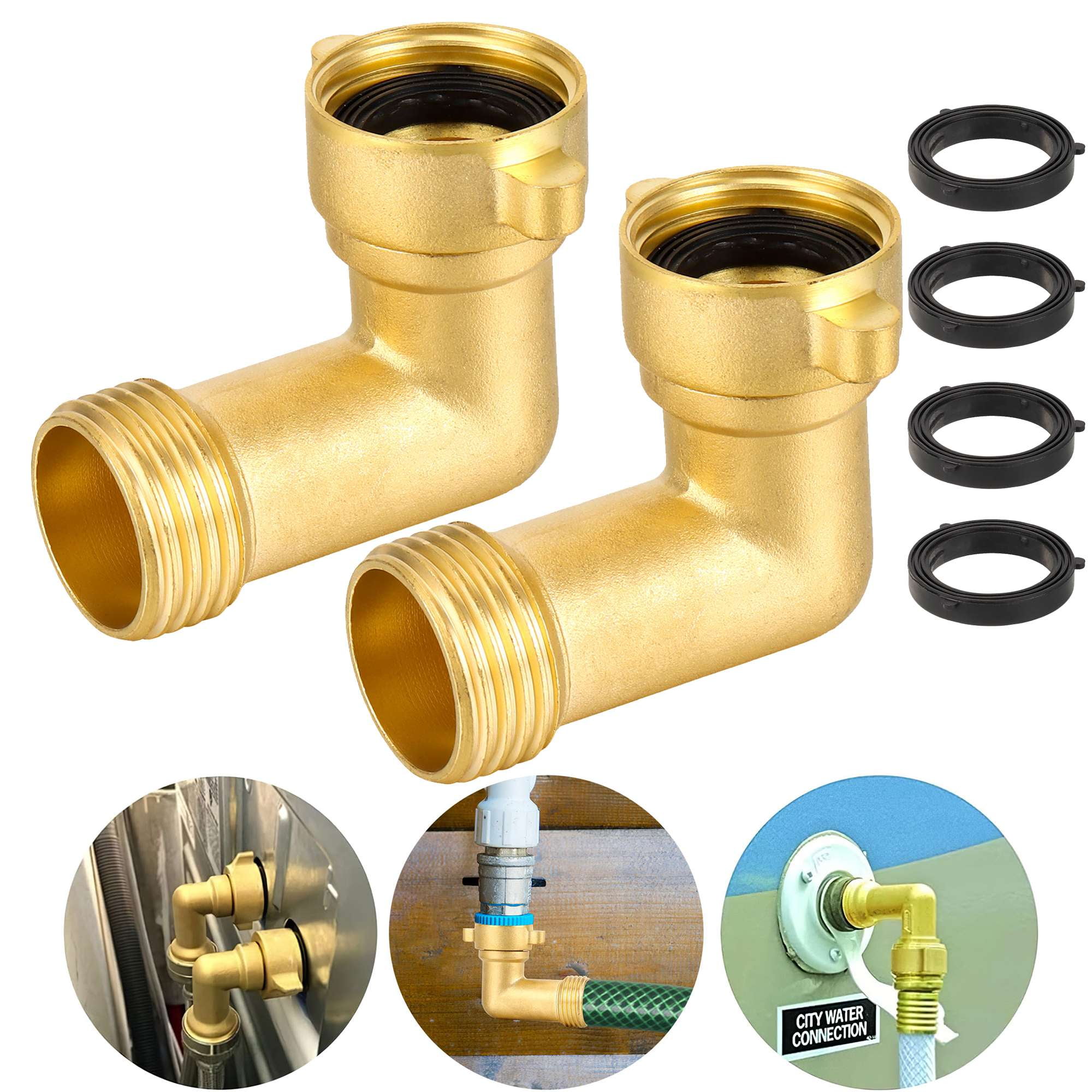 Gustave Garden Hose Elbow Connector 90 Degree 3/4" GHT Heavy Duty Brass