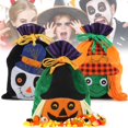 thumbnail image 1 of Gustave Halloween Drawstring Trick or Treat Candy Bags 3 Pack Velvet Goodie Gift Bags Reusable Skeleton Pumpkin Witch Treats Bag Party Favors for Kids, 1 of 10