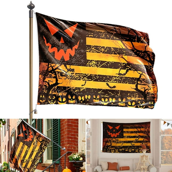 Gustave Halloween Flag 5x3 Ft Large Pumpkin Ghost Flags Scary Halloween Decoration Garden Flag Banner for Indoor Outdoor Home Yard Outside Decor