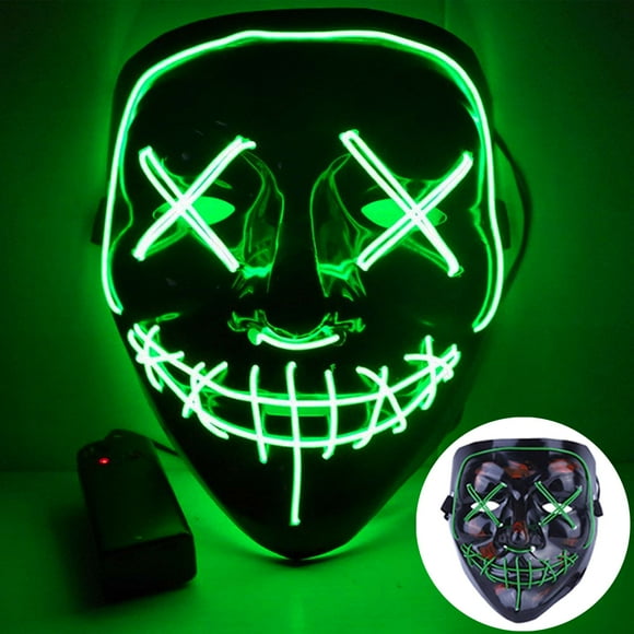 Gustave Halloween Light up Mask 4 Lighting Modes LED Glow Purge Mask with Battery for Adult Halloween Costume Festival Cosplay Masquerade Party