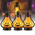 thumbnail image 1 of Gustave Halloween Orange Pumpkin Lanterns Kids LED Night Lights Battery Operated Flameless Candle Lantern for Home Ghost Party Decorations, 3 Pcs, 1 of 8