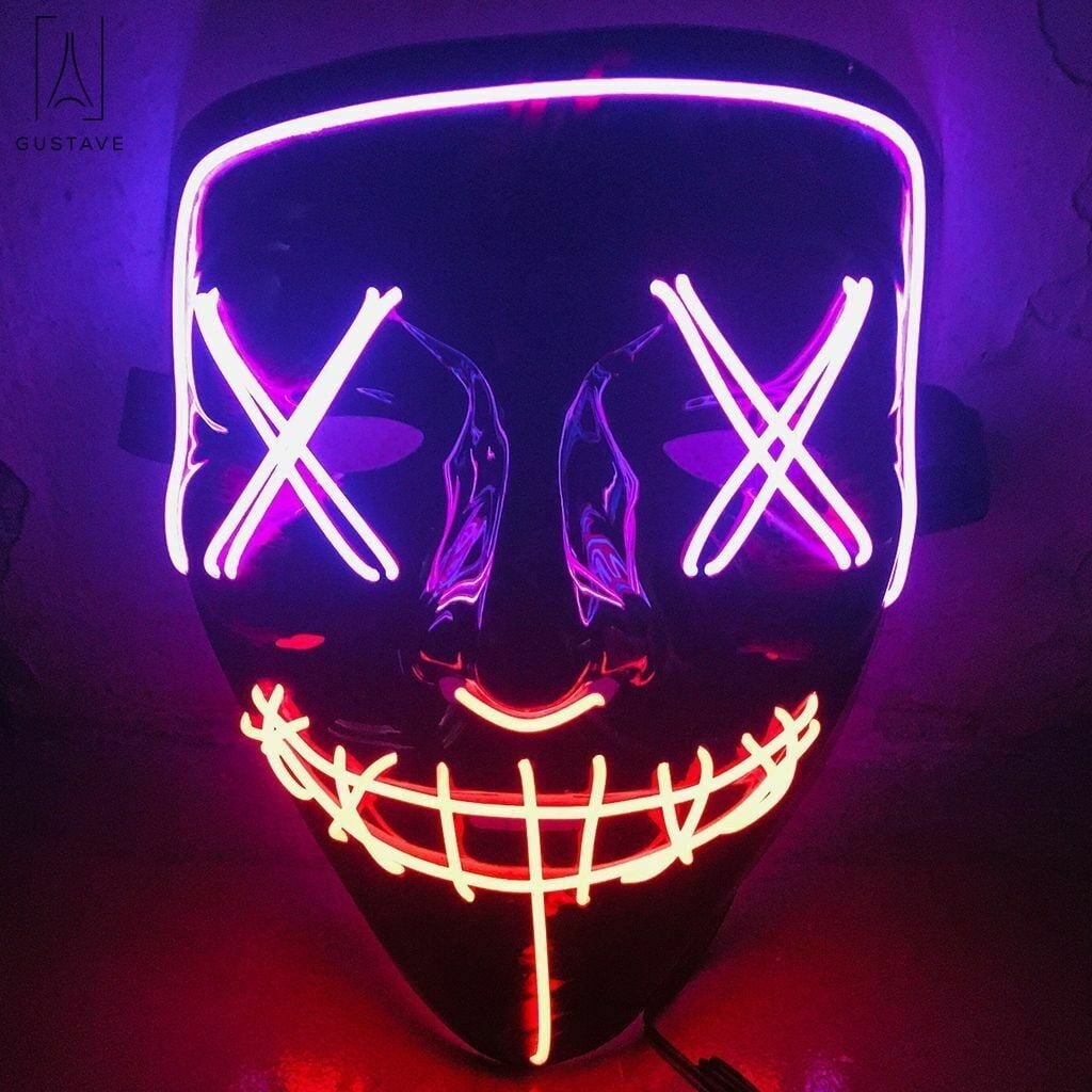 Gustave Halloween Scary Light Mask 4 Modes 2 Colors Cosplay Led Costume ...