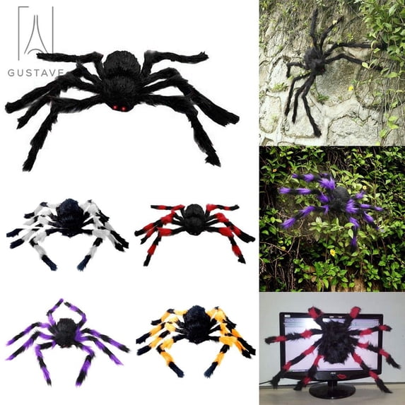 Gustave Halloween Spider for Outdoor Haunt House Halloween Decorations Realistic Hairy Spider Home Yard Decor - 30 inch - Black