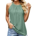 thumbnail image 1 of Gustave Halter Tank Tops for Women Summer Sleeveless Eyelet Shirts Loose Fit Casual High Neck Blouse Pleated Flowy Cami Tops T-Shirts "Green, XL", 1 of 8