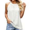 thumbnail image 1 of Gustave Halter Tank Tops for Women Summer Sleeveless Eyelet Shirts Loose Fit Casual High Neck Blouse Pleated Flowy Cami Tops T-Shirts "White, M", 1 of 8