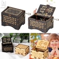 thumbnail image 1 of Gustave Hand Crank Music Box, You are My Sunshine Wooden Engraved Musical Case Crafts, Mechanism Antique Carved Musical Box Gifts for Daughter Kids (Black), 1 of 12