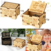 Gustave Hand Crank Music Box, You are My Sunshine Wooden Engraved Musical Case Crafts, Mechanism Antique Carved Musical Box Gifts for Daughter Kids (White)