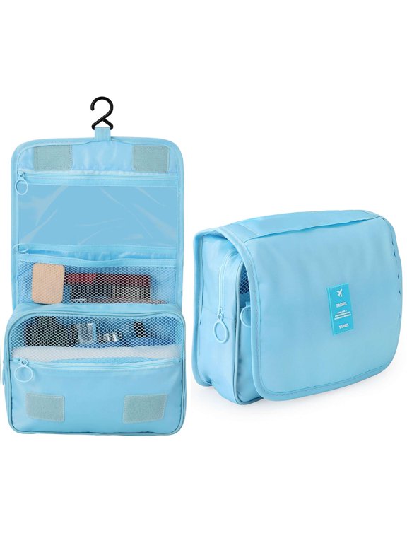 Hanging Travel Toiletry Bag Portable Waterproof Makeup Bags Toiletries Cosmetic Organizer Shower Travel Accessories Bag with Hook for Women Men - Blue